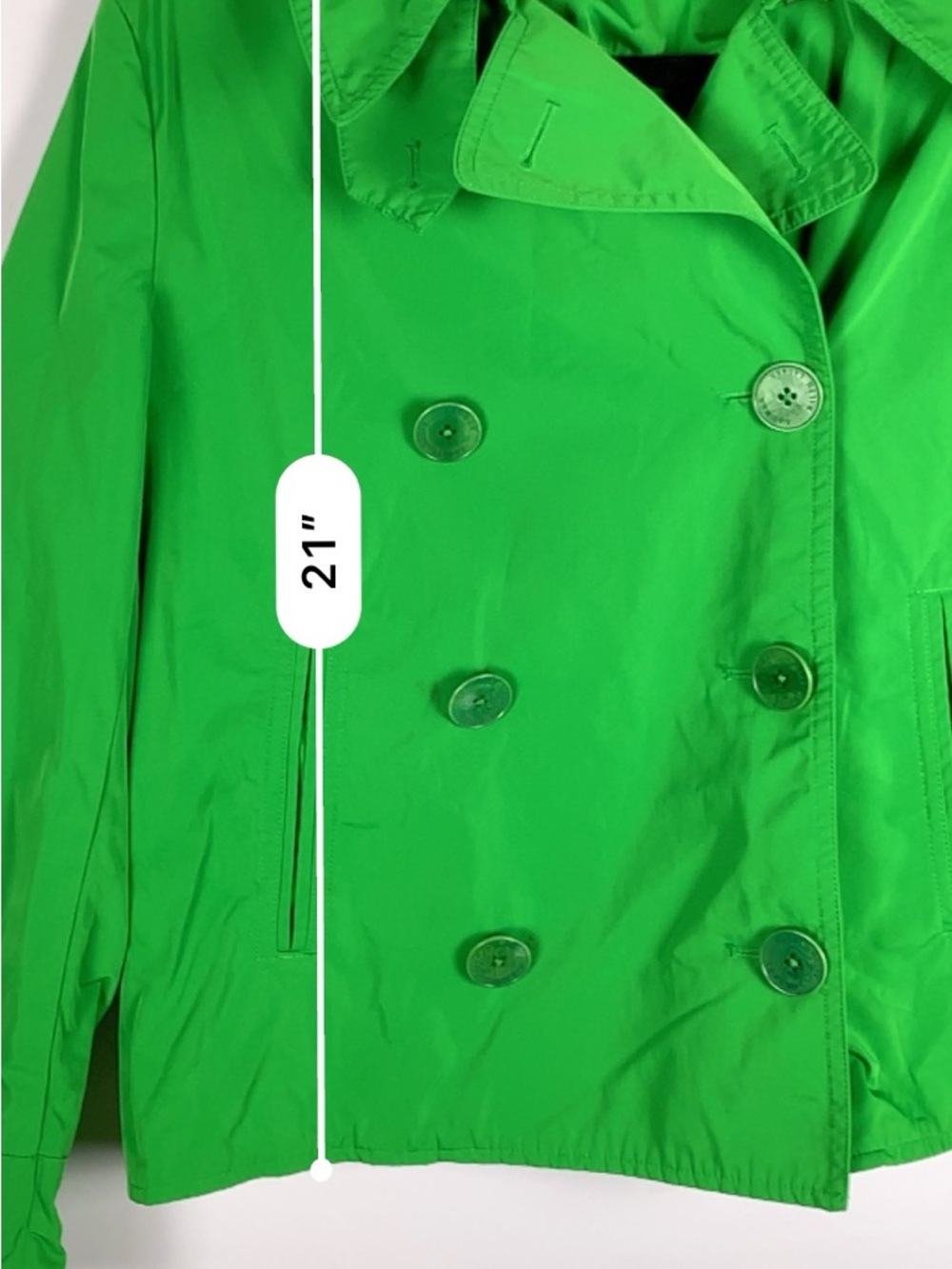 Lauren Ralph Lauren Jacket 8 Green Double Breasted Cropped Lightweight - Picture 12 of 15